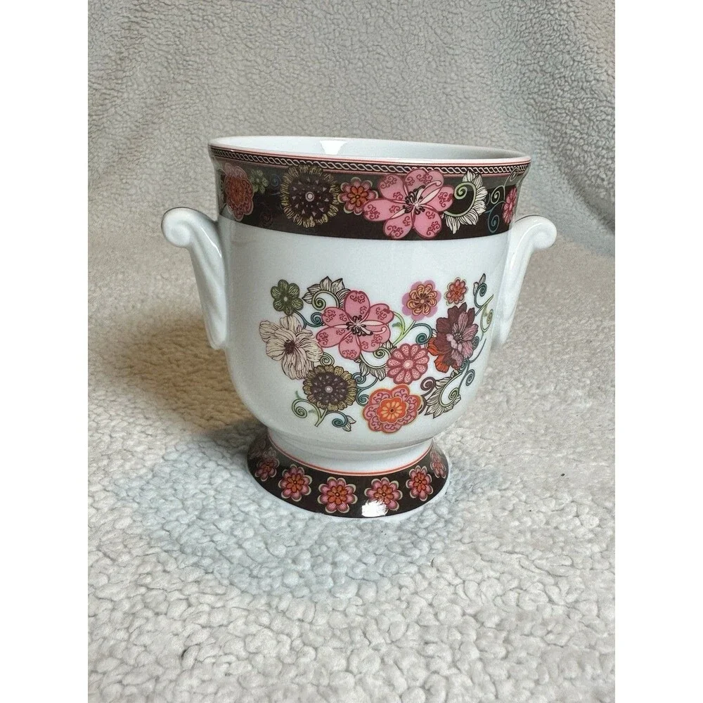 VERA BRADLEY Mod Floral Pink  Planter Vase w/ Handles Andrea by Sadek